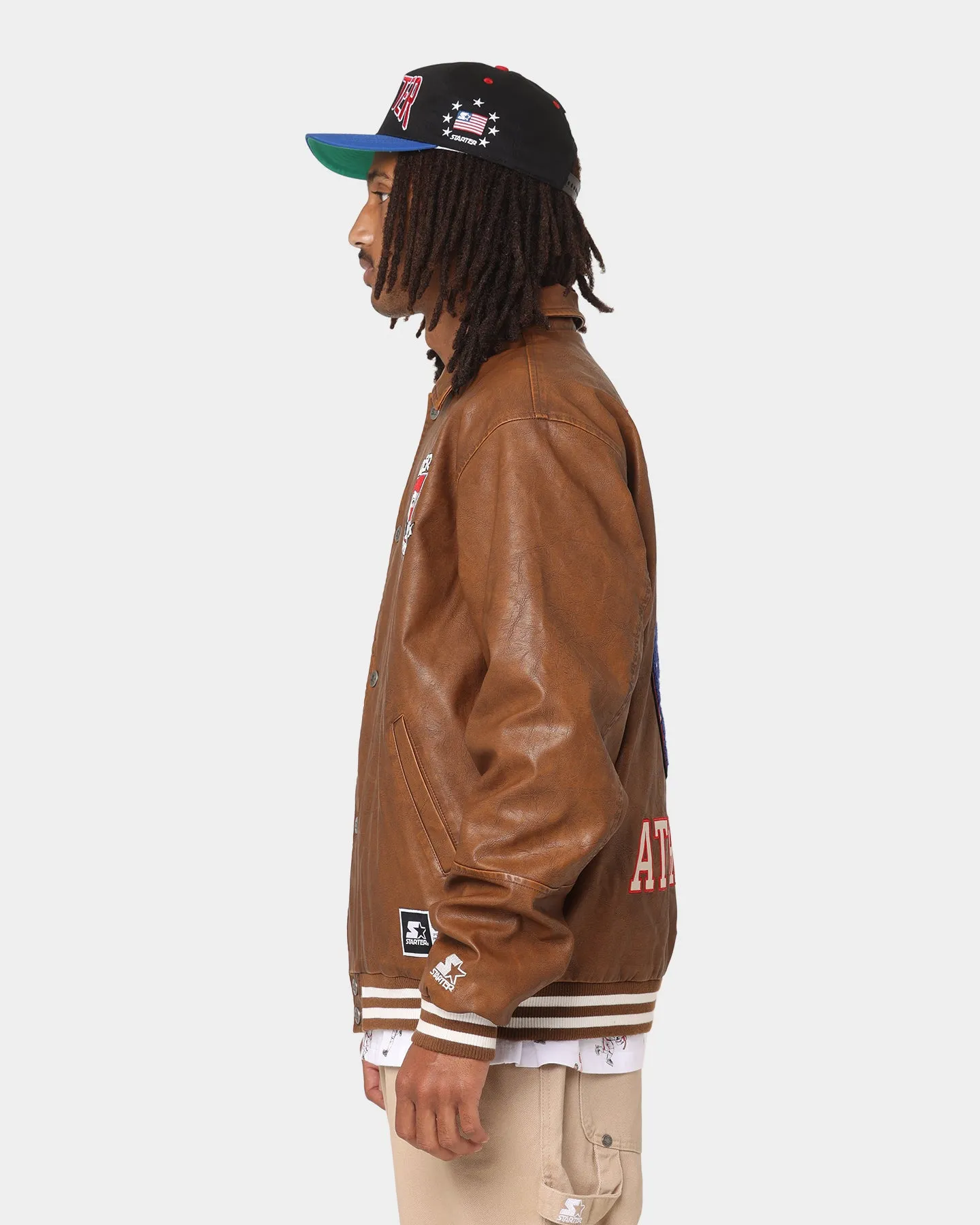 Starter Symbol Leather Jacket Brown