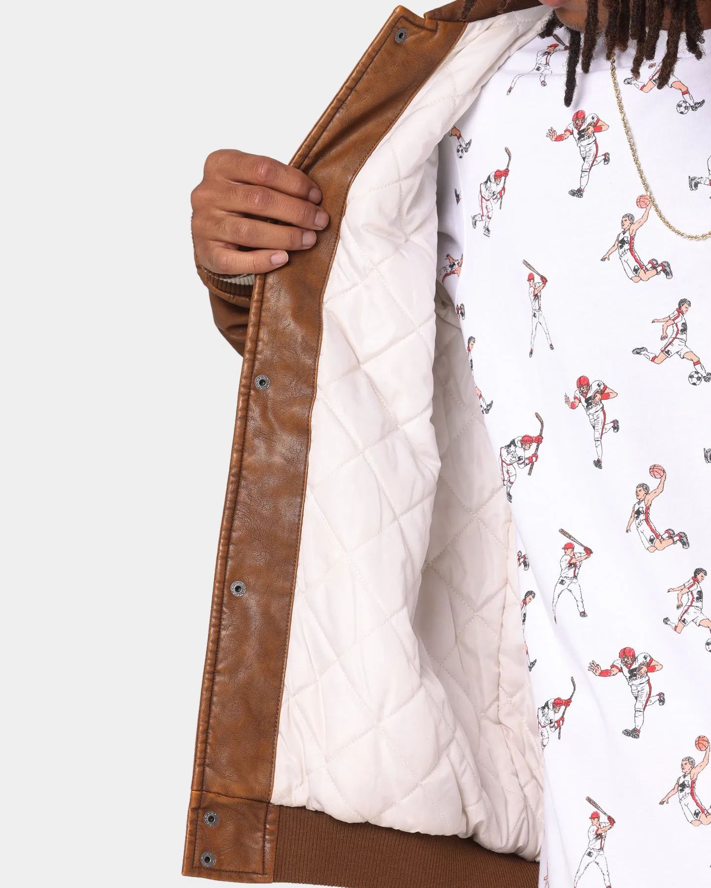 Starter Symbol Leather Jacket Brown