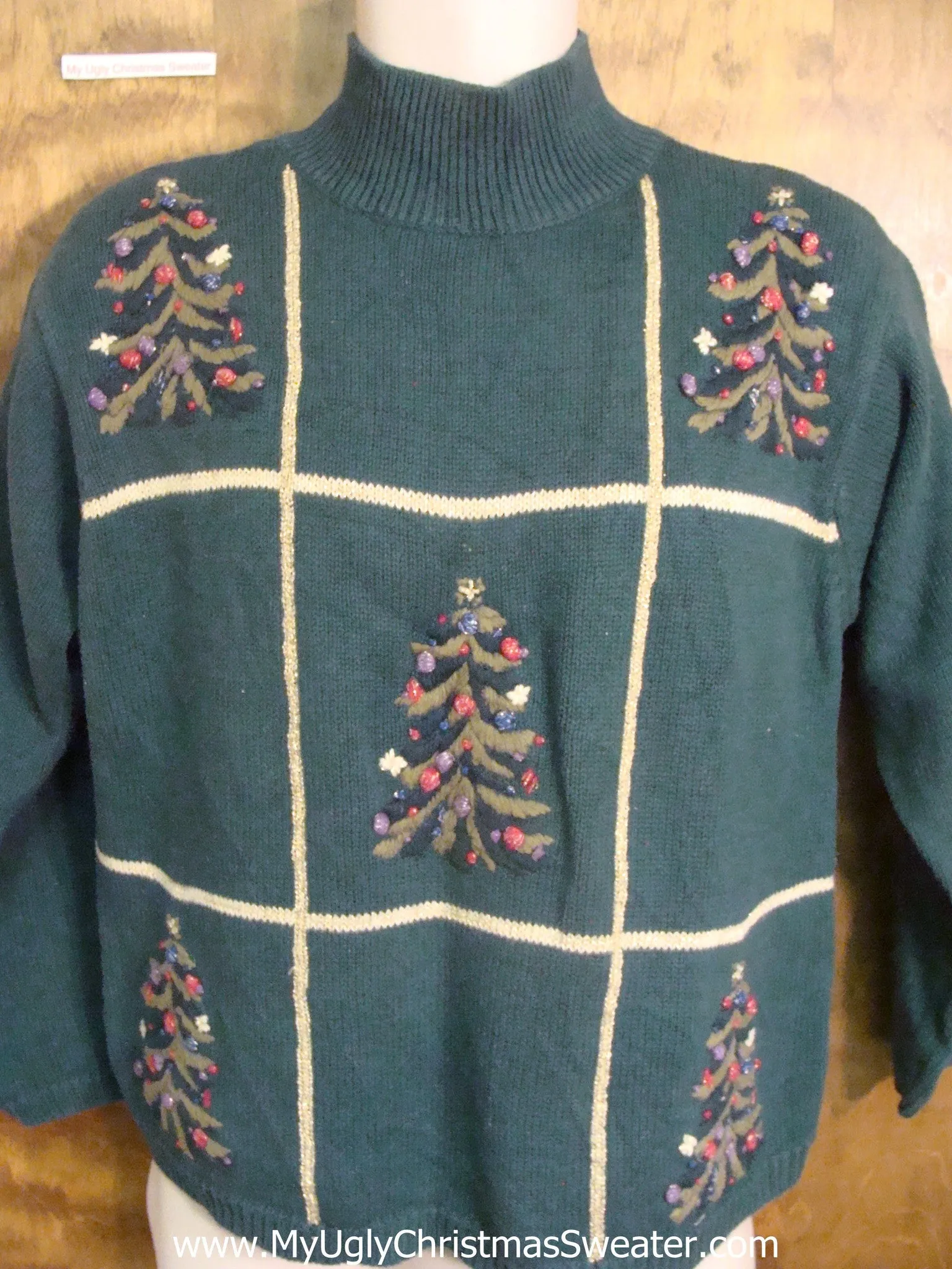 Tacky Christmas Sweater with Tic Tac Toe Trees