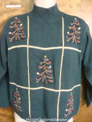 Tacky Christmas Sweater with Tic Tac Toe Trees