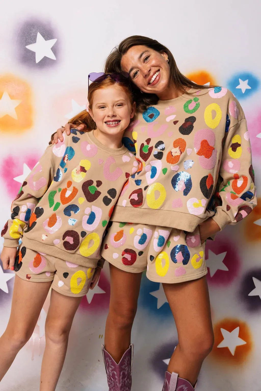 Tan Multi Leopard Sweatshirt- Women's 