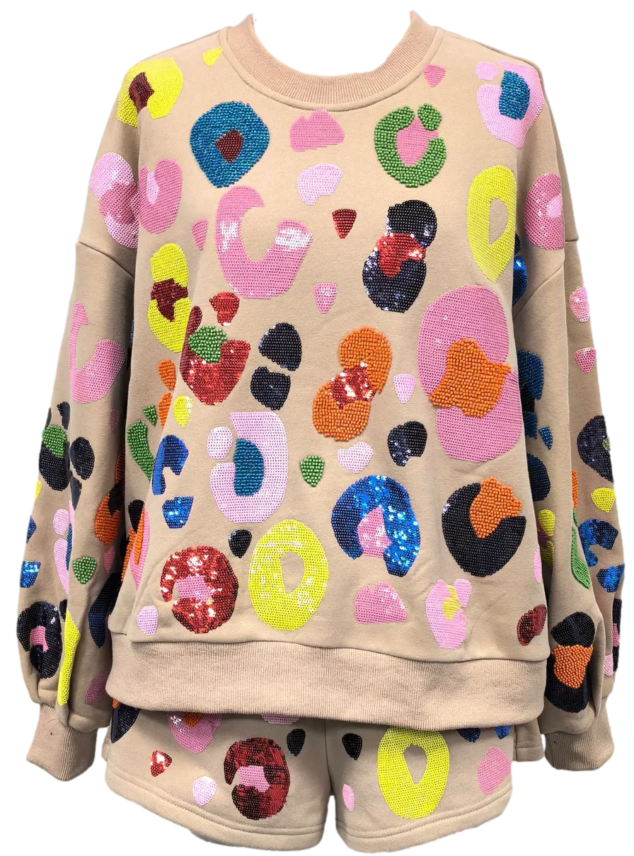 Tan Multi Leopard Sweatshirt- Women's 