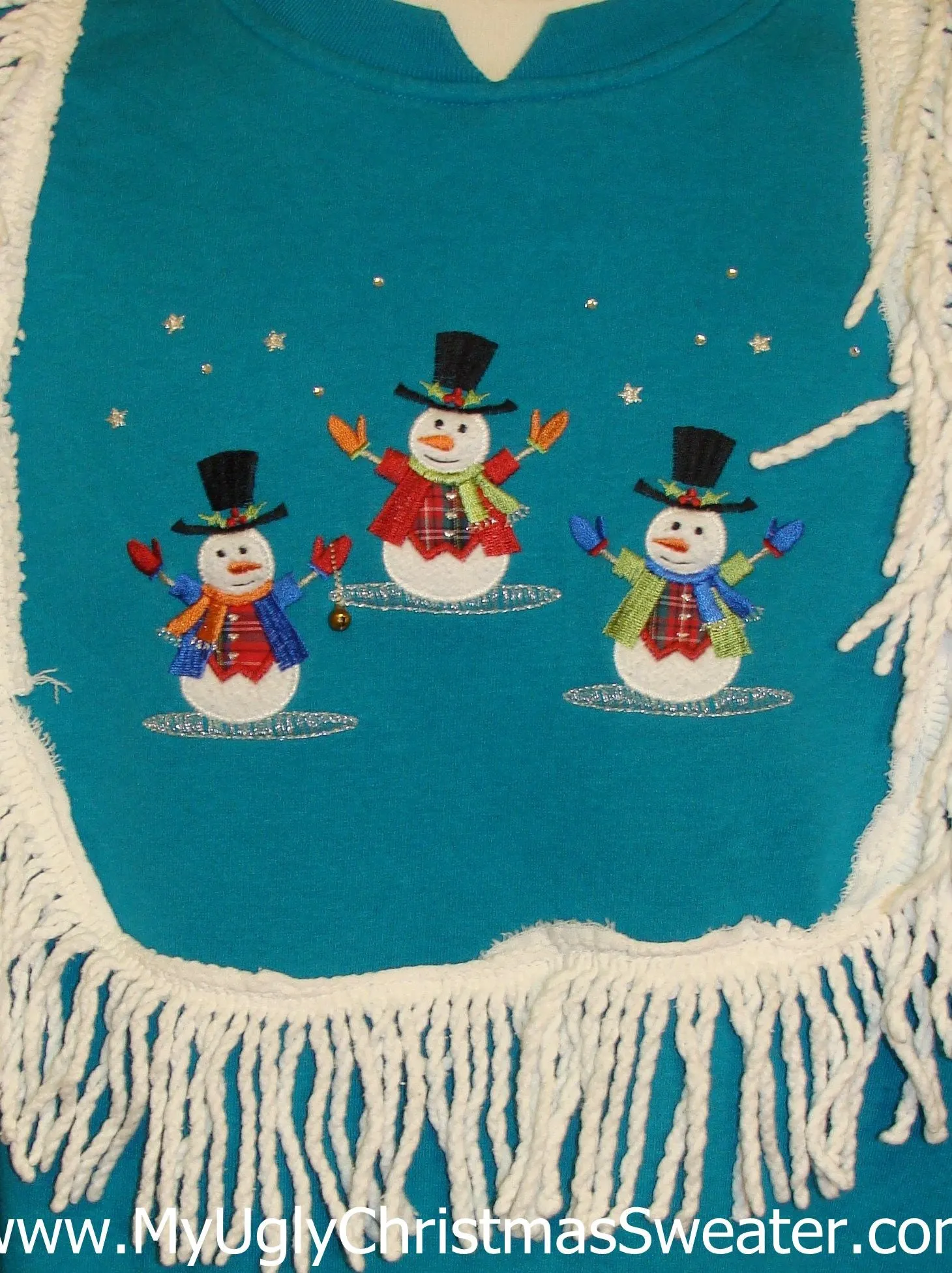 Trio of Jumping Snowmen Tacky Christmas Sweatshirt