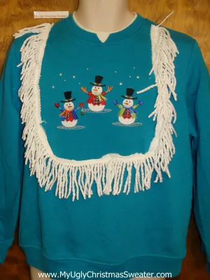 Trio of Jumping Snowmen Tacky Christmas Sweatshirt