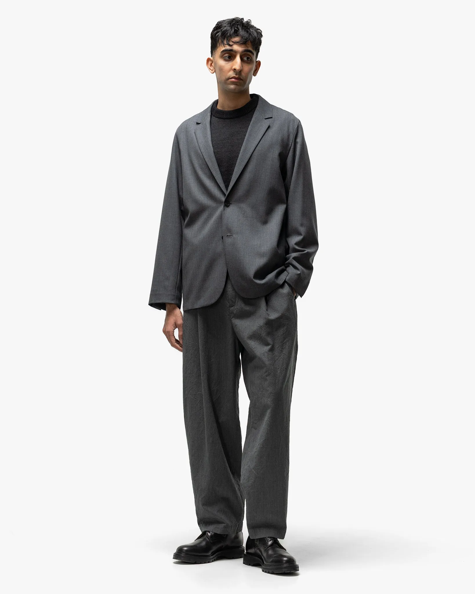 Tropical Wool Tailored Jacket Top Grey