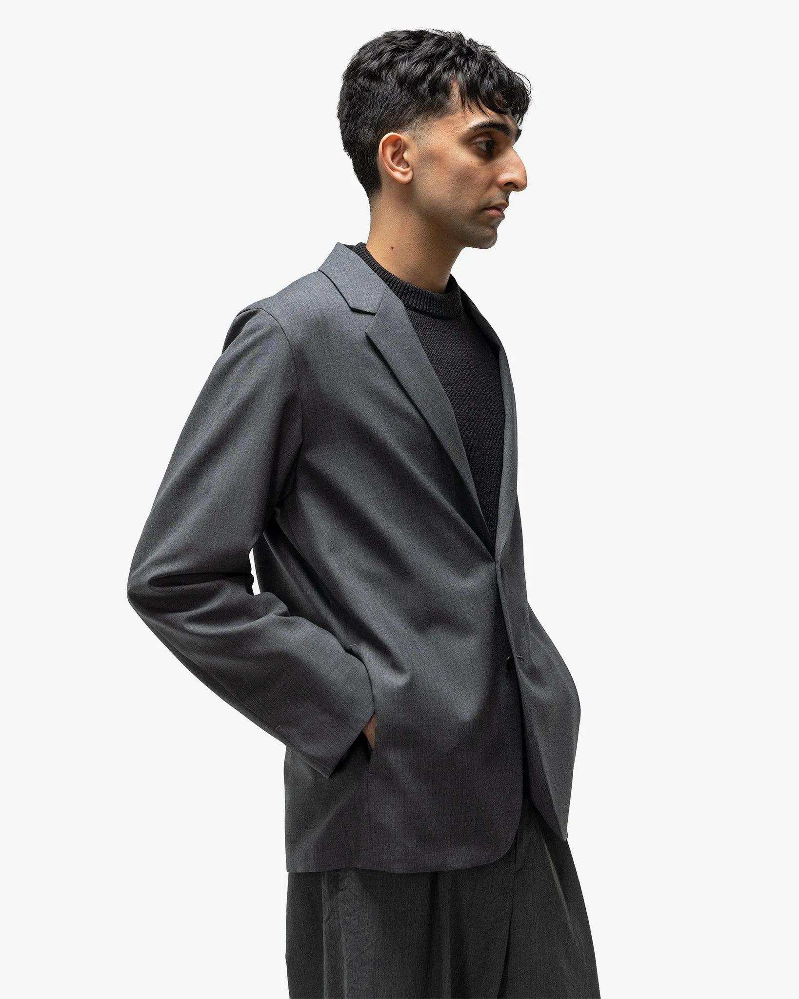 Tropical Wool Tailored Jacket Top Grey