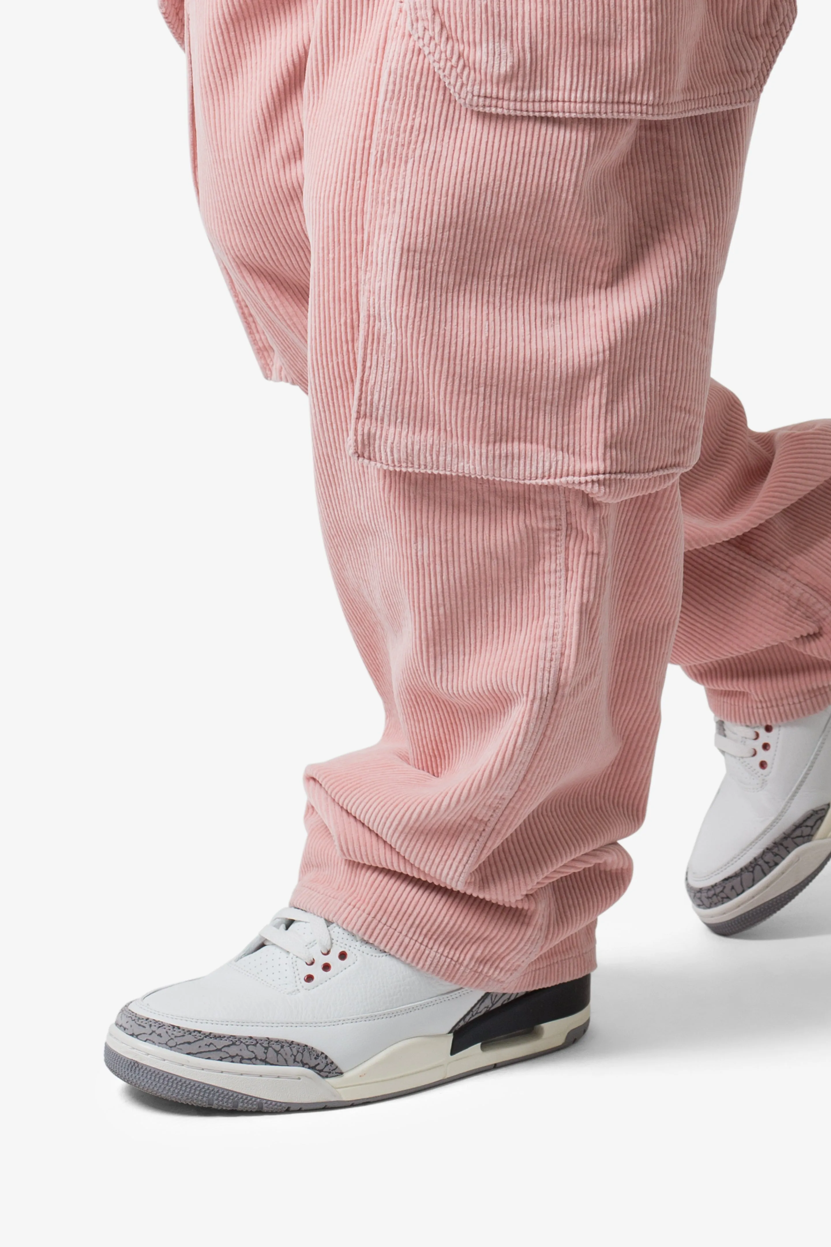 Ultra Baggy Corduroy Cargo Pants - Pink