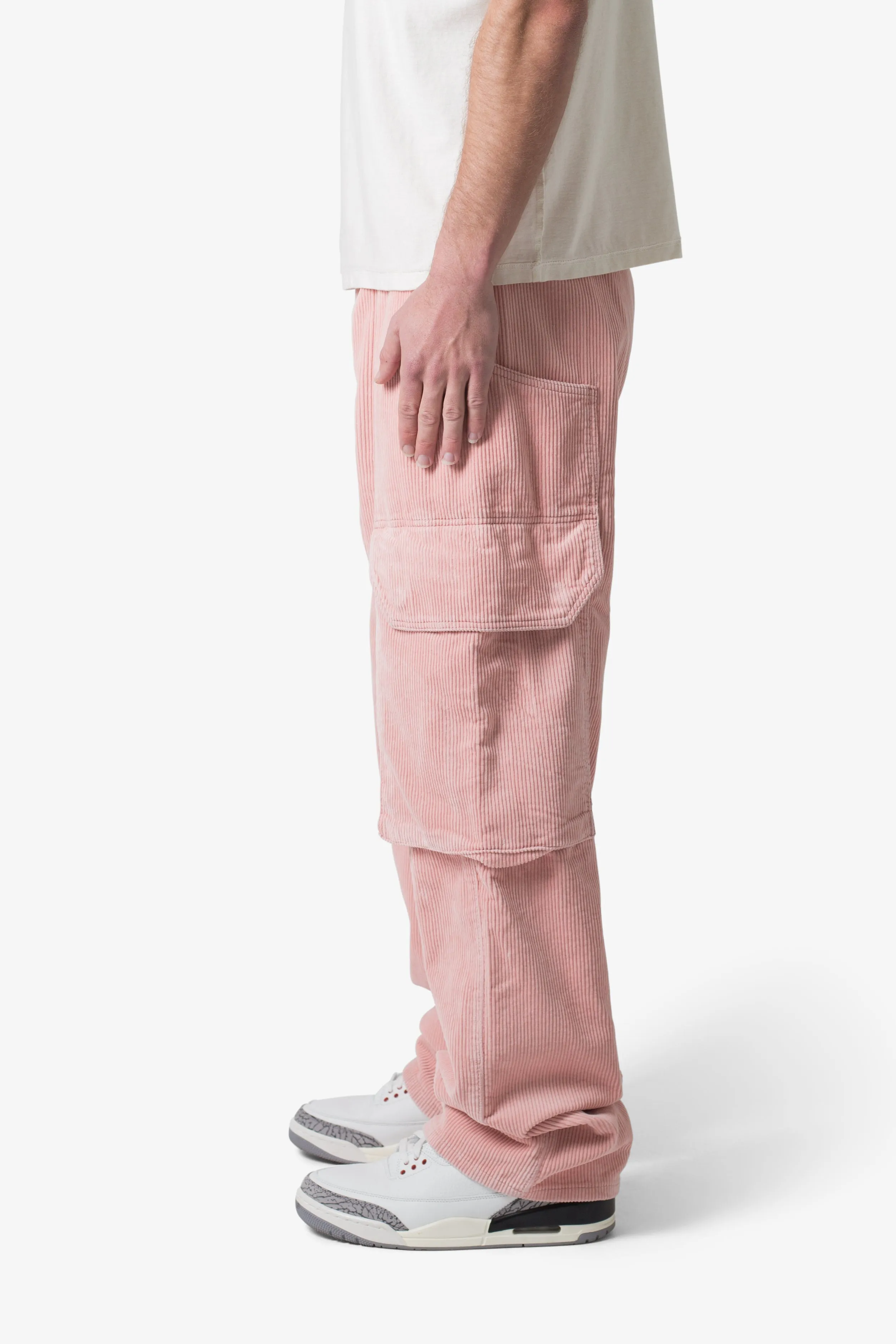 Ultra Baggy Corduroy Cargo Pants - Pink