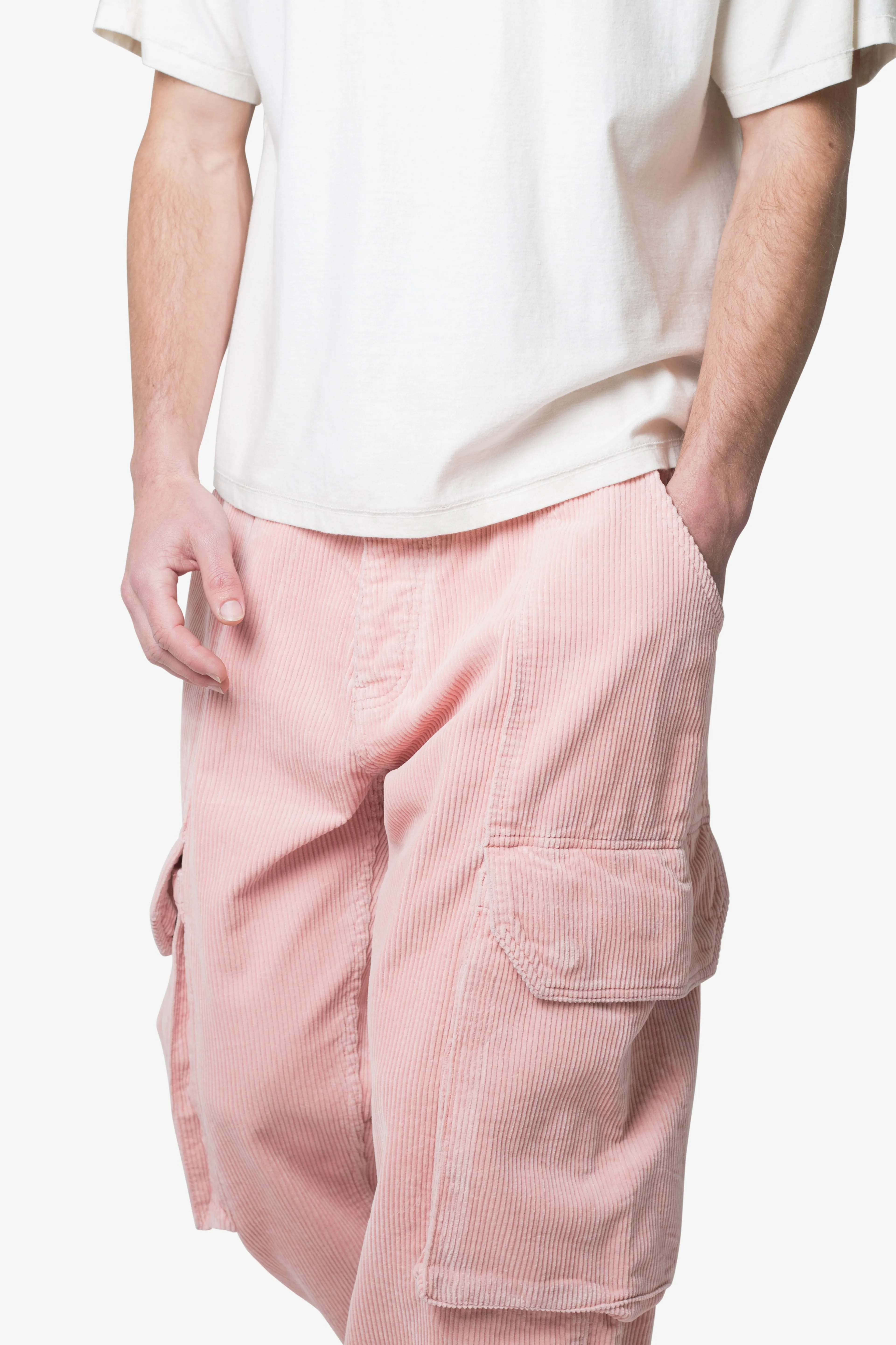 Ultra Baggy Corduroy Cargo Pants - Pink