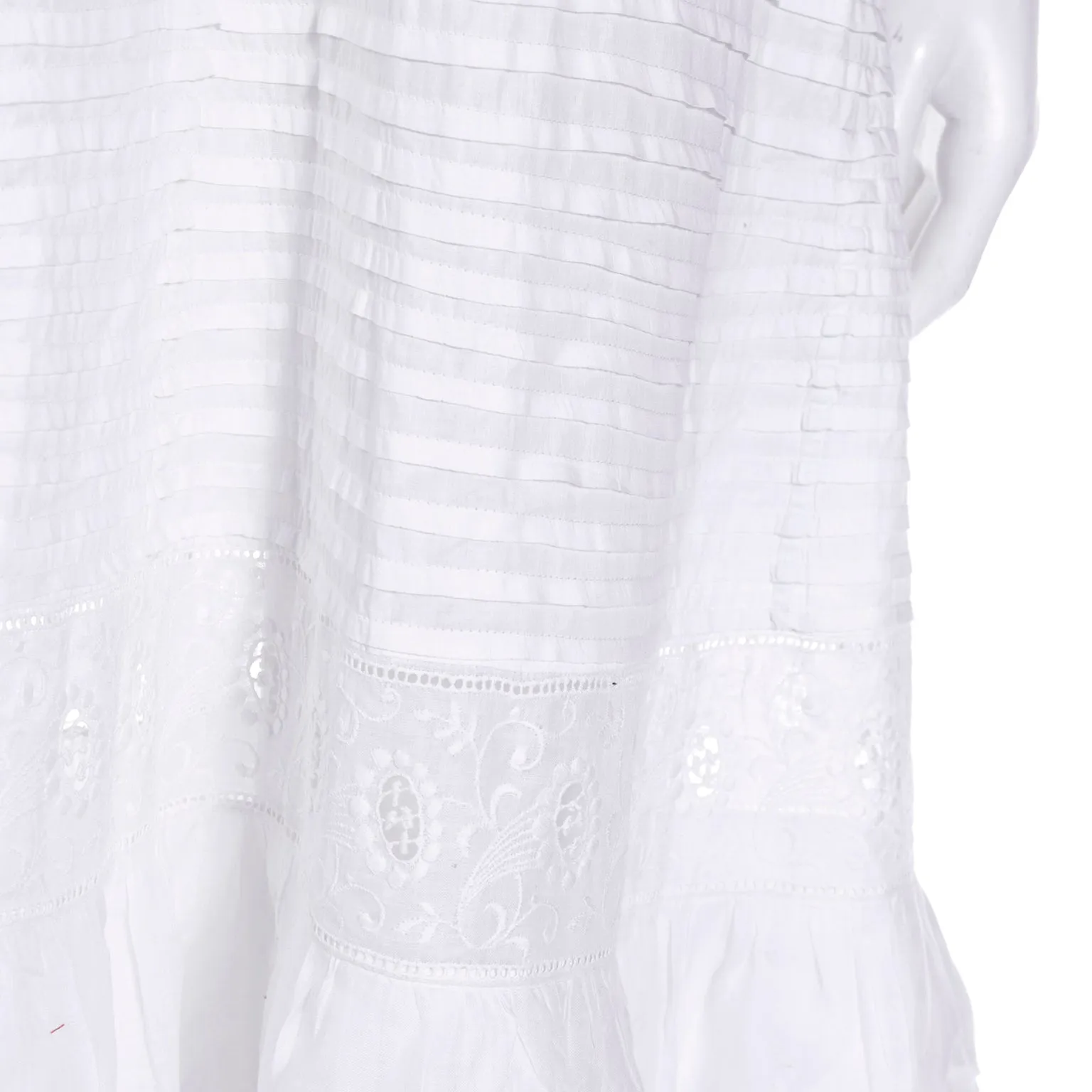 Victorian White Cotton Broderie Anglaise Dress w/ Embroidery & M Monogram