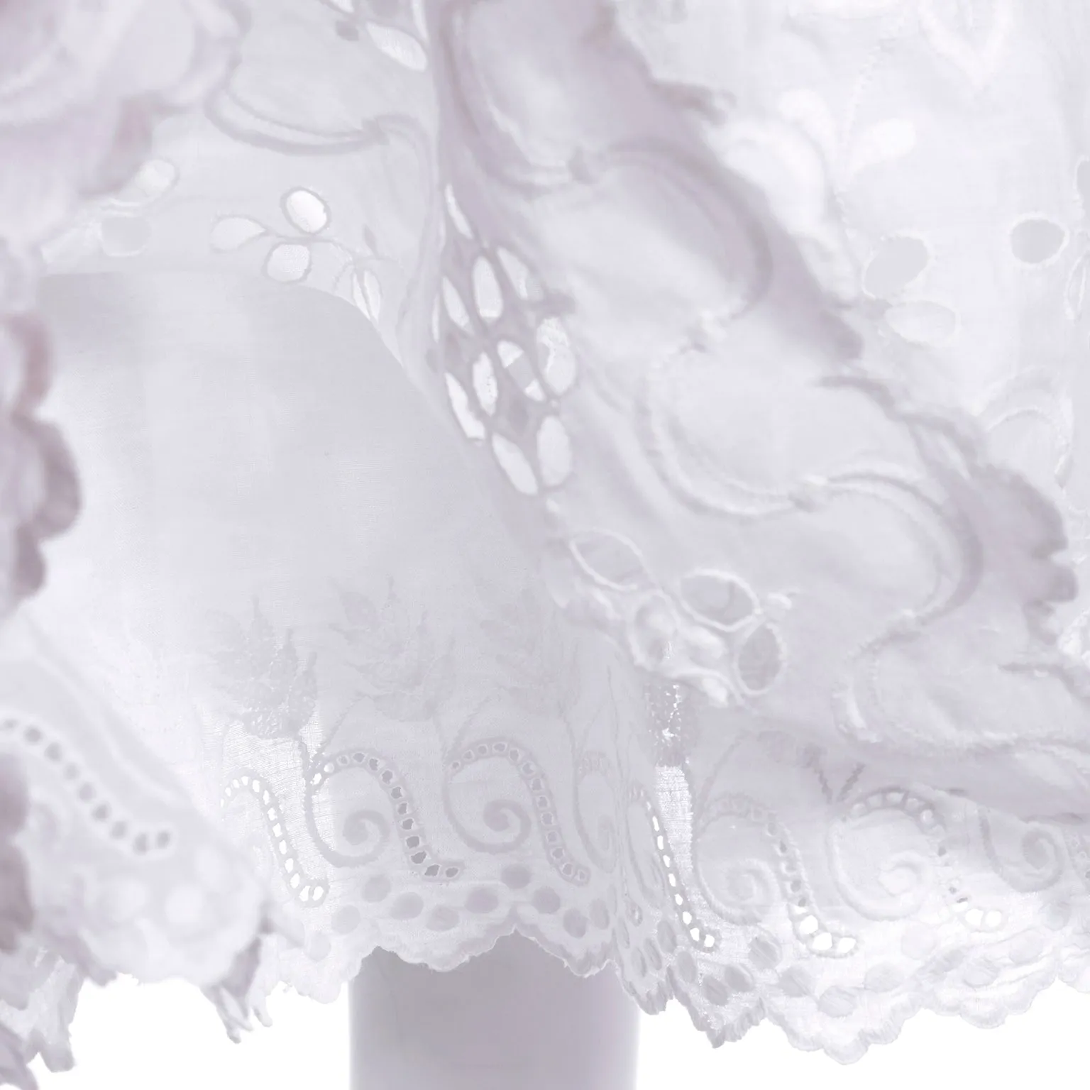 Victorian White Cotton Broderie Anglaise Dress w/ Embroidery & M Monogram