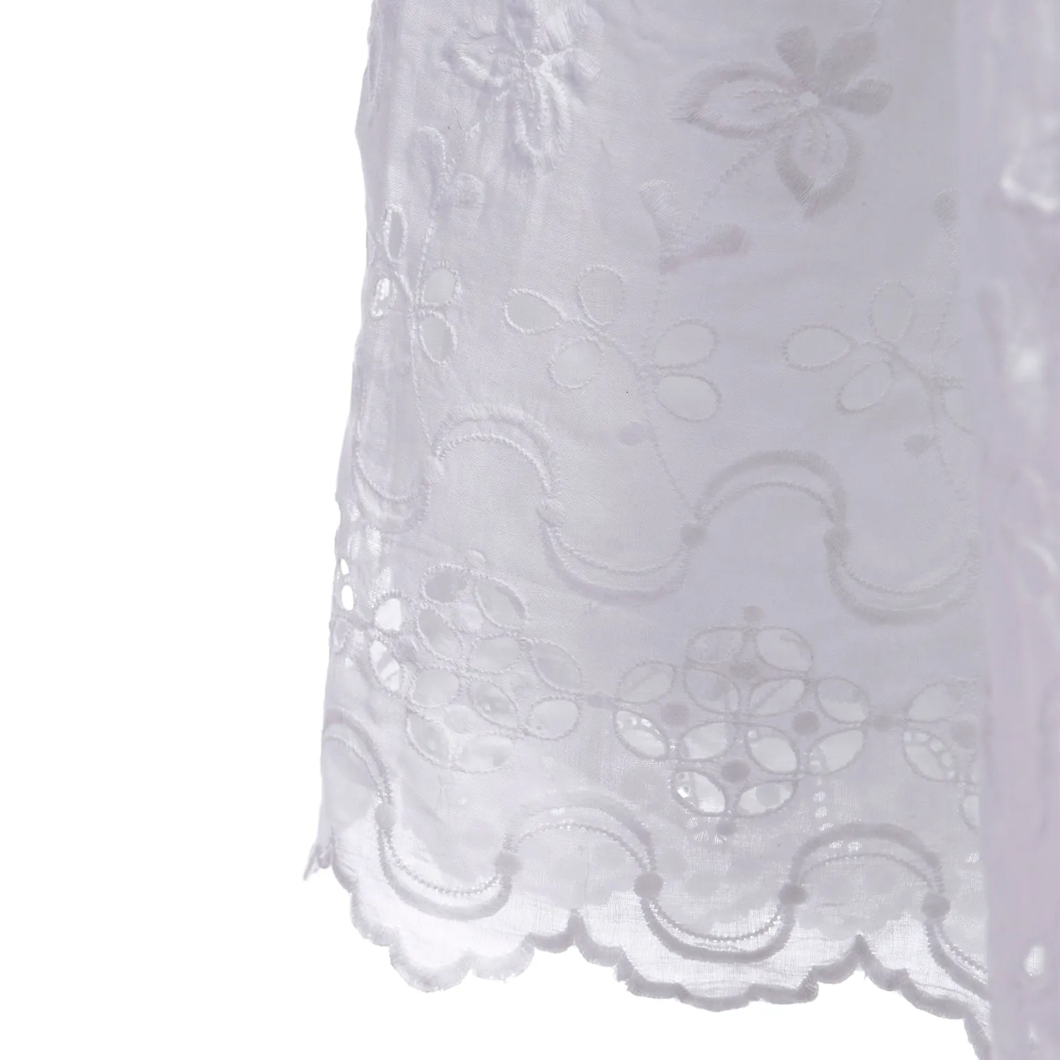 Victorian White Cotton Broderie Anglaise Dress w/ Embroidery & M Monogram