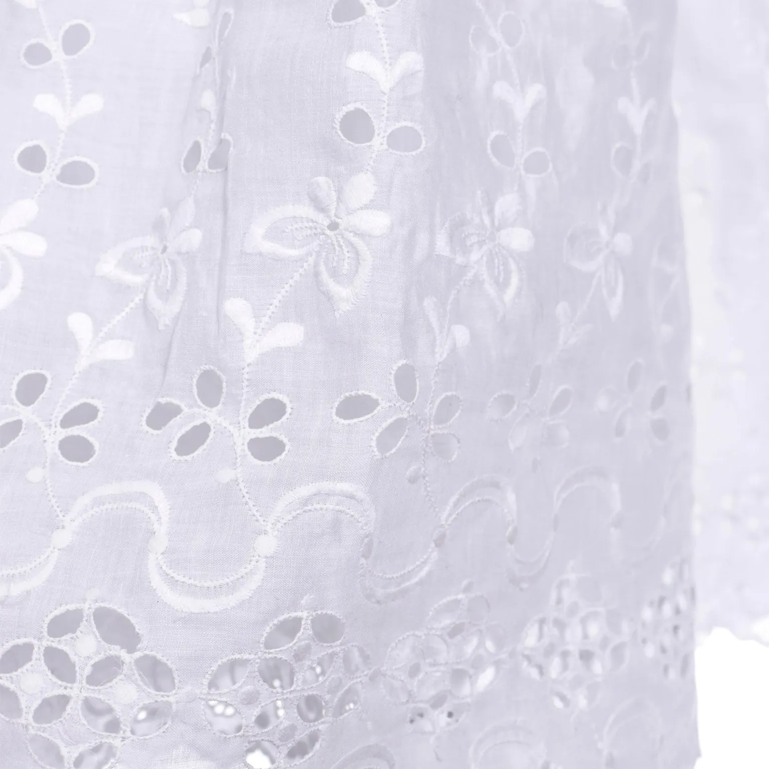 Victorian White Cotton Broderie Anglaise Dress w/ Embroidery & M Monogram