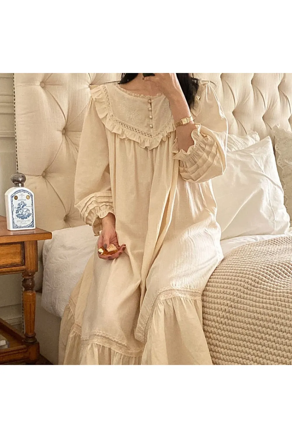 Vintage Romantic Princess Cotton Nightgown