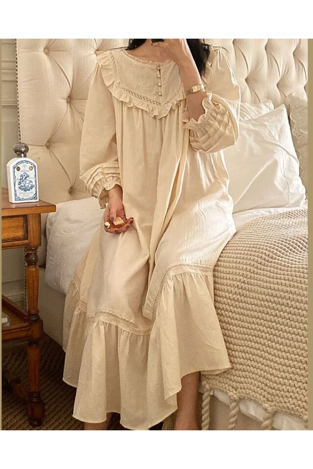 Vintage Romantic Princess Cotton Nightgown