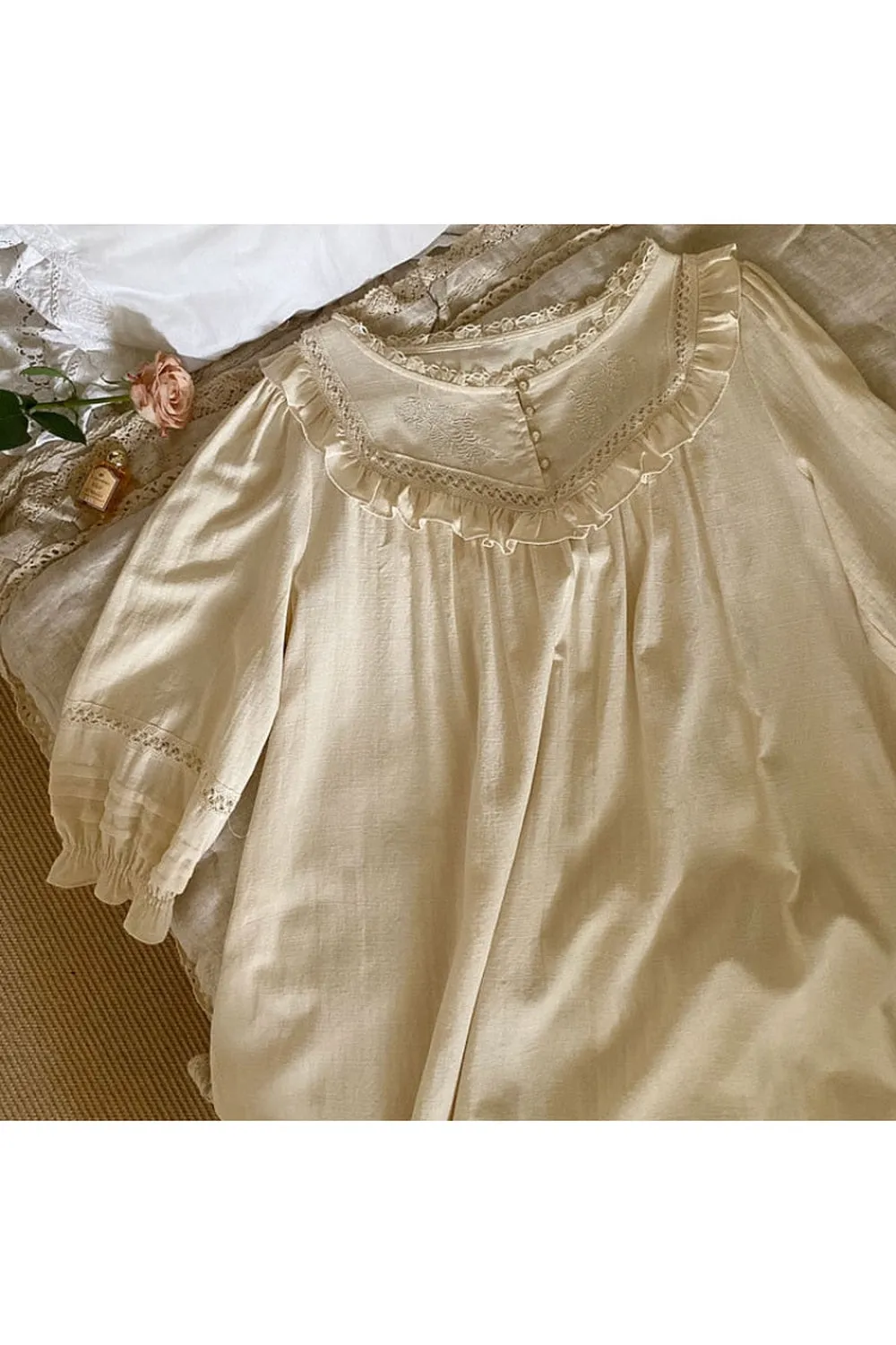 Vintage Romantic Princess Cotton Nightgown